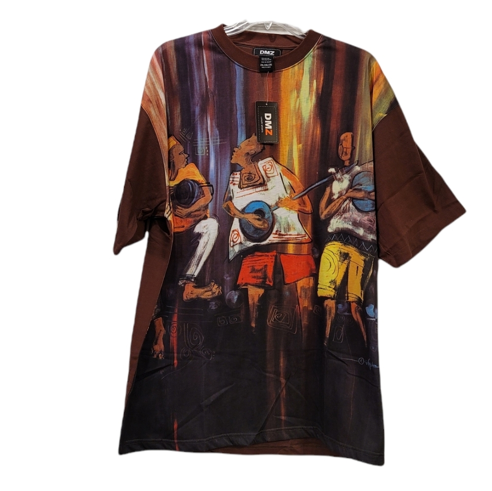 NWT! D M Z Mens Brown Short Sleeve Good Times Graphic Tee 3XL